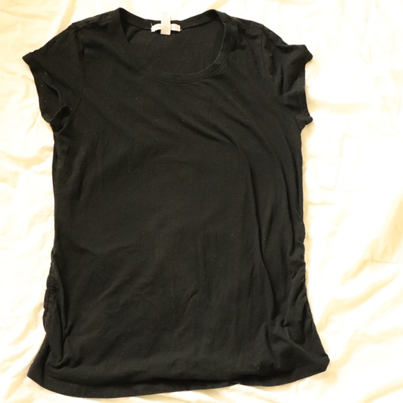 Lot of 2 Maternity Tees - Solid Black and Striped - Picture 2 of 4